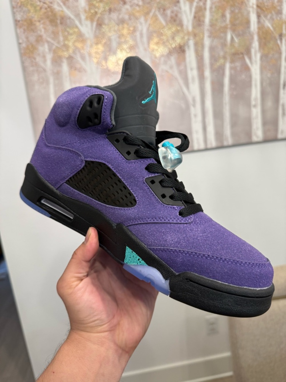 Nike Air Jordan 5 Retro in Purple with Black and Teal Accents